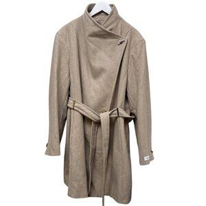 Calvin Klein Wool Blend Coat Beige Plus Size 3X Womens Belted NWOT